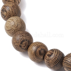 Bracelets extensibles en perles de bois de wengé naturel rond de 6.5 mm pour femmes&nbsp;BJEW-JB10426