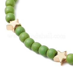 5 bracelet extensible en perles turquoise synthétiques teintées de 5 couleurs pour femmes et hommes&nbsp;BJEW-JB11311