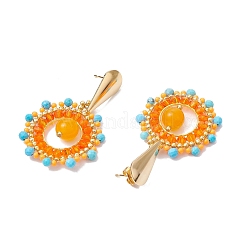 Natürliche Magnesit & Mashan Jade Boho Ohrstecker&nbsp;EJEW-MZ00281-01