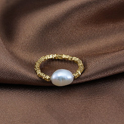 925 Sterling Silber mit natürlichen Barockperlen Ringen&nbsp;RJEW-Z030-03G
