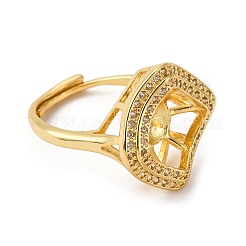 Rhombus Messing Micro Pave klare Zirkonia verstellbare Ringfassungen&nbsp;KK-D378-34G