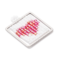 Handgefertigtes Quadrat aus Glasperlen mit herzförmigen Anhängern&nbsp;PALLOY-MZ00928-02