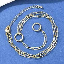 Collane con catena a graffetta in ottone e lazo&nbsp;NJEW-H087-06F-G