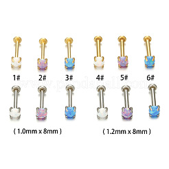 Gewindelose Labrets aus Edelstahl und synthetischem Opal&nbsp;WG3C897-10