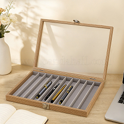 Estuches para bolígrafos de piel sintética con 10 ranura y tapa con ventana de vidrio transparente&nbsp;ODIS-WH0025-355B
