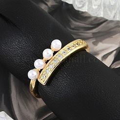 Messing-Fingerringe mit Mikropflaster und klarem Zirkonia für Damen&nbsp;RJEW-R011-08G-02