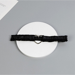 Strumpfband-Beinring aus Polyesterfaser mit Herzform aus Legierung&nbsp;AJEW-WH20019-22