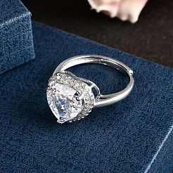 Verstellbare Manschettenringe aus Sterlingsilber mit Mikropavé und Zirkonia für Damen&nbsp;RJEW-F183-01A-01