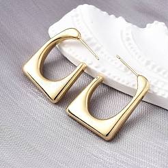 Orecchini a bottone in ottone trapezoidali&nbsp;EJEW-S261-03G