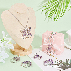 6 stücke 6 arten natürliche amethyst kupfer draht gewickelt chip große anhänger&nbsp;G-PH0002-16