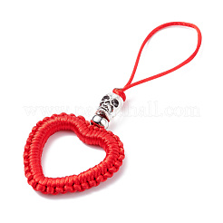 Accessori per cellulari con cordino di nylon intrecciato a cuore&nbsp;HJEW-JM00607-04