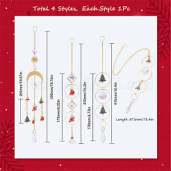 4 Stück 4 Stile Weihnachtsthema Sonnenfänger Glasanhänger Dekorationen&nbsp;AJEW-SC0001-51