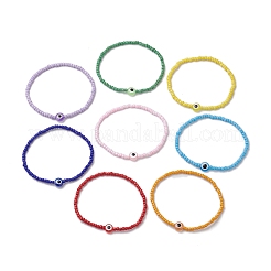 8 Stück 8 Farben Harz Böse Augen & Glass Saatperlen Perlen Stretch Armband Sets&nbsp;BJEW-JB10527