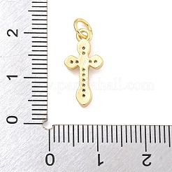 Placage de crémaillère en laiton micro pavé pendentifs en zircone cubique claire&nbsp;KK-B093-06G