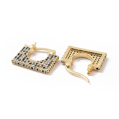 Boucles d'oreilles créoles rectangle zircone cubique&nbsp;EJEW-C008-12G-02