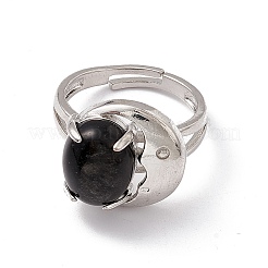 Edelstein-Oval mit halbmondförmigem&nbsp;RJEW-P041-02P