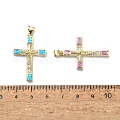 Colgantes de circonio cúbico transparente micro pavé de latón con tema religioso&nbsp;KK-A221-22G