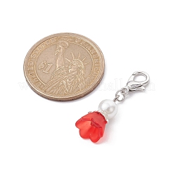 Decorazione pendente con fiori in acrilico e perle di vetro&nbsp;HJEW-JM01413