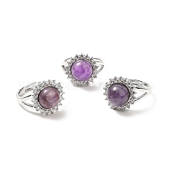 Verstellbare Ringe aus natürlichem Amethyst&nbsp;RJEW-P043-02P-21