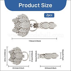 2 pz fermagli a scatto in lega di strass a forma di fiore&nbsp;FIND-FH0018-22B