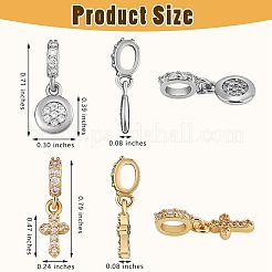 8 stücke 4 arten messing mikro pflastern klare zirkonia europäische baumelnde charme&nbsp;ZIRC-SZ0004-30