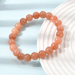 Braccialetti elasticizzati da donna con perline rotonde di calcedonio naturale di grado A&nbsp;GG-CBA3F02-14A-01