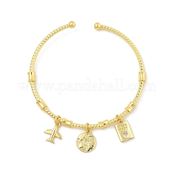 Messing-Armreifen mit Mikropflaster und klarem Zirkonia für Damen&nbsp;BJEW-Z089-06G