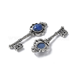 Schlüssel Messing natürliche Lapislazuli große Anhänger&nbsp;KK-D361-01AS-29