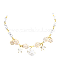 Ciondolo a forma di conchiglia di stella marina in ottone smaltato&nbsp;KK-CBA4547-04D-G