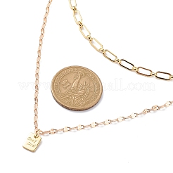 2 pièces rectangle de style 2 avec ensemble de colliers pendentif bonne chance&nbsp;NJEW-JN04009