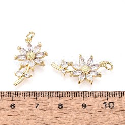 Pendentifs avec zircon cubiques à micro-pavés en laiton&nbsp;KK-T071-122G