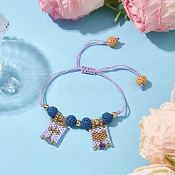 Geflochtene Armbänder aus natürlichem Lavastein&nbsp;BJEW-MZ00063-03
