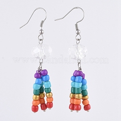 Pendientes de semillas de vidrio chakra cuelgan aretes&nbsp;EJEW-JE03996-M