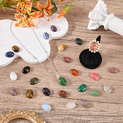 25 Stück 25 Stile natürliche & synthetische gemischte Edelstein-Cabochons mit flacher Rückseite&nbsp;G-PA0002-64