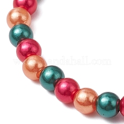 3 pcs 3 styles thème de Noël acrylique imitation perle et alliage émail extensible bracelets à breloques ensembles pour femmes&nbsp;BJEW-JB11200