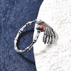 925 offener Manschettenring aus Sterlingsilber mit Mikropavé und Zirkonia für Damen&nbsp;RJEW-Z109-01AS