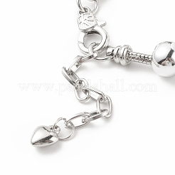 Braccialetto europeo con charm a cuore in lega con catene a serpente&nbsp;BJEW-JB08046-02