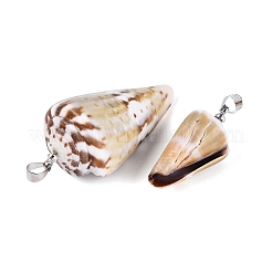 Ciondoli in ottone e conchiglia a cono naturale&nbsp;SHEL-Q029-20-01P