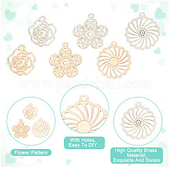 60 Stück 6 Stile langlebige Charms aus plattiertem Messing&nbsp;KK-HY0003-72