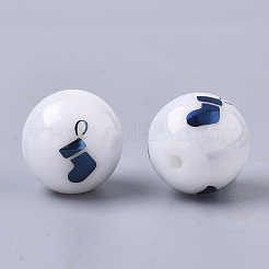 Perles de verre opaque de Noël&nbsp;LS-EGLA-R113-04F
