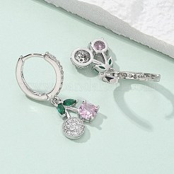 Créoles en laiton avec zircone cubique de micro pave&nbsp;EJEW-R016-15P