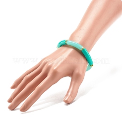 Bracciale elasticizzato con perline in tubo curvo in acrilico bicolore&nbsp;BJEW-JB07971-03