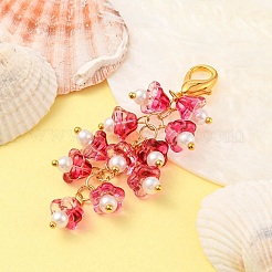 Decorazioni pendenti in vetro con fiori di tromba&nbsp;HJEW-YW0001-02D