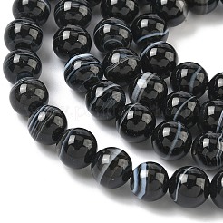Natürliche schwarze gestreifte Achat- / Bandagatperlenstränge&nbsp;G-C267-C01-8mm