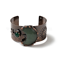 Brazalete abierto de luna creciente y sol de aventurina verde natural y ágata&nbsp;G-D468-25R-02