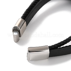 Geflochtene mehrsträngige Armbänder aus schwarzem PU-Leder für Herren&nbsp;BJEW-K243-03P