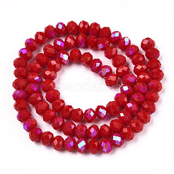 Cuentas de vidrio opaco electrochapa color sólido hebras&nbsp;X-EGLA-A034-P3mm-L21