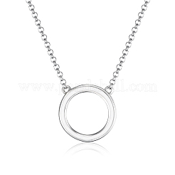 Collar de clavícula con círculo geométrico de plata s925&nbsp;JC3788