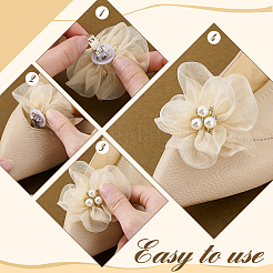 8 Stück Schuhschnallenclips aus Polyester mit Blumen und Schleife in 4 Stilen&nbsp;HJEW-GA00032
