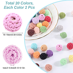 40 Stück 20 Farben Bio-Wollstoffperlen&nbsp;FIND-SC0009-18